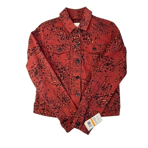 NWT ELLA MOSS Cheetah Sable Swirl Denim Jacket Women's Size S - Picture 16 of 16